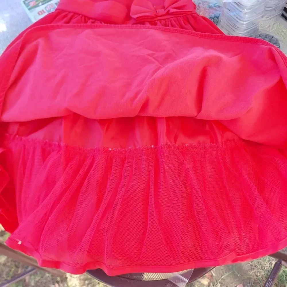Old Navy Corduroy Dress Girls Size 5T Red Square Neck Pleated Casual
